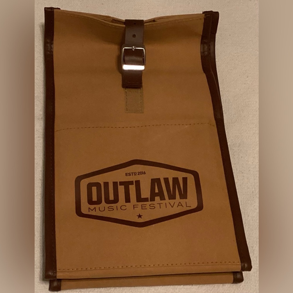 NEW-OUTLAW Music festival 2016 lunch bag/ cooler
Width 7”
Length 13”